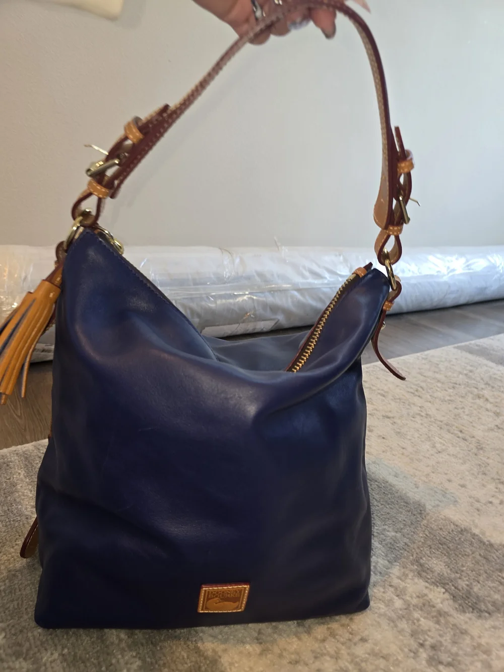 Dooney & Bourke Pebble Grain Mackenzie Hobo Bag Midnight Blue
